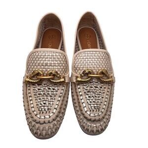 Tory Burch Jessa Woven Loafer Woven Goat Leather Metallic Loafers 6